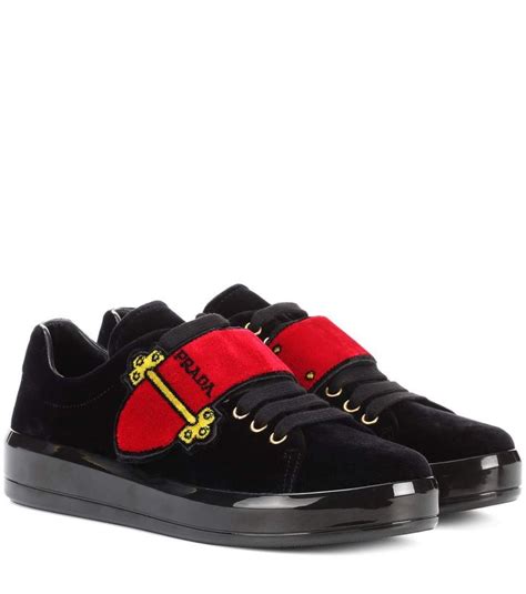 prada velvet chunky trainers